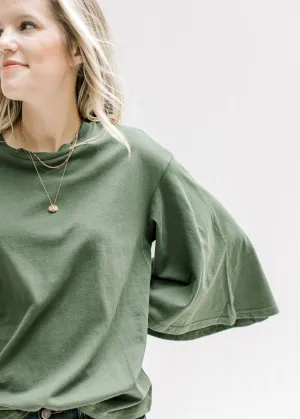 X Green Butterfly Sleeve Top