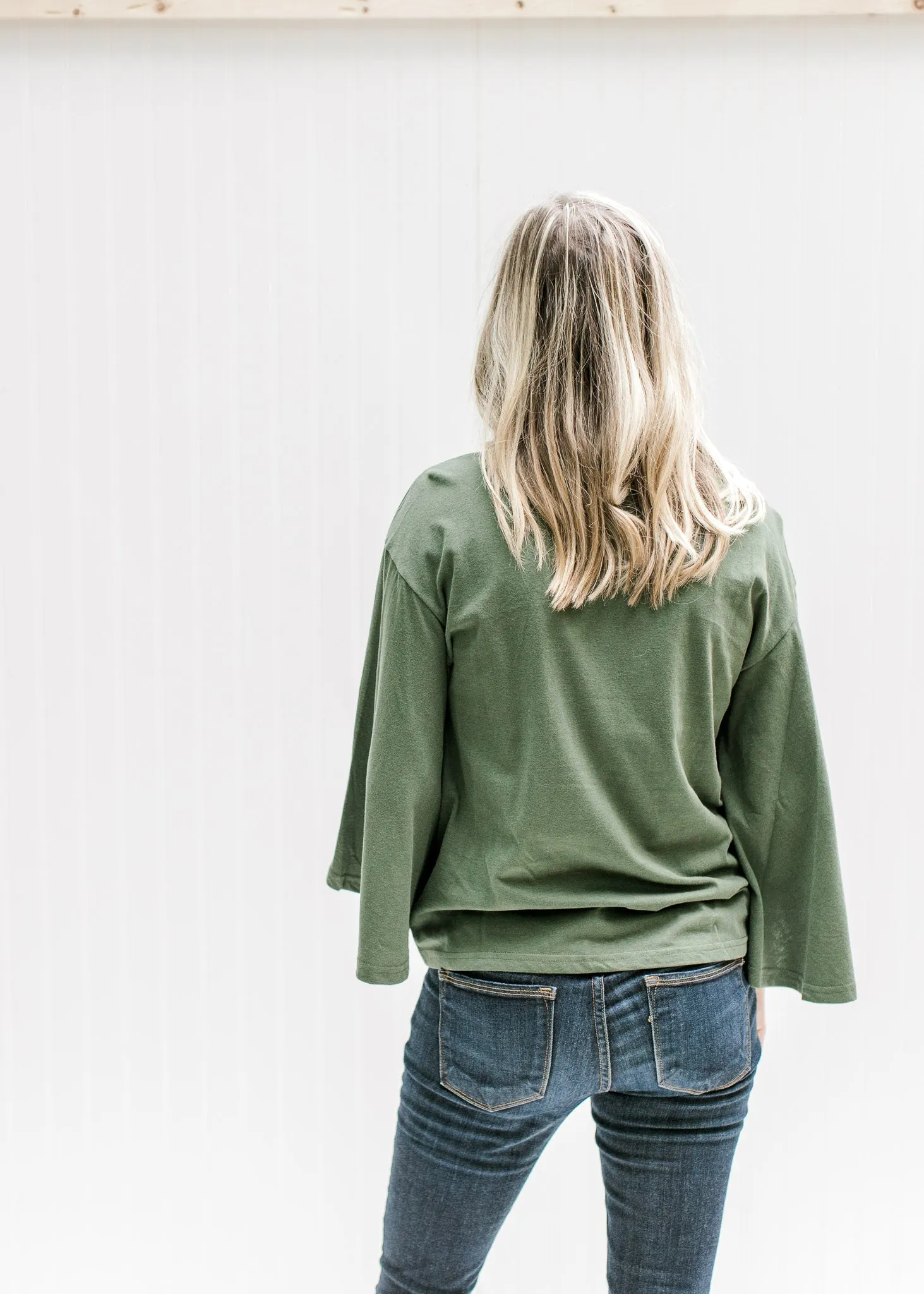 X Green Butterfly Sleeve Top