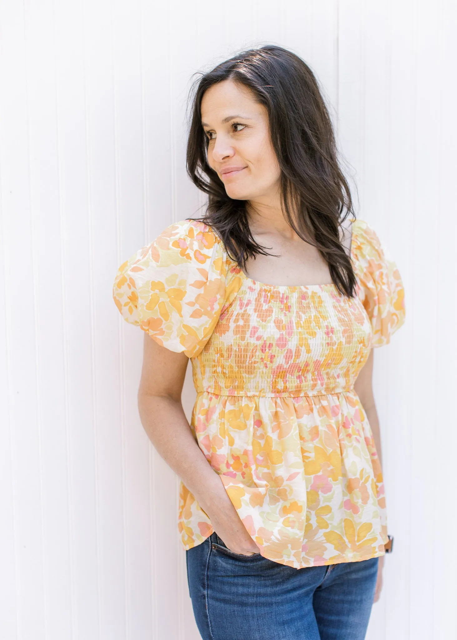 X Sally Yellow Mix Floral Top