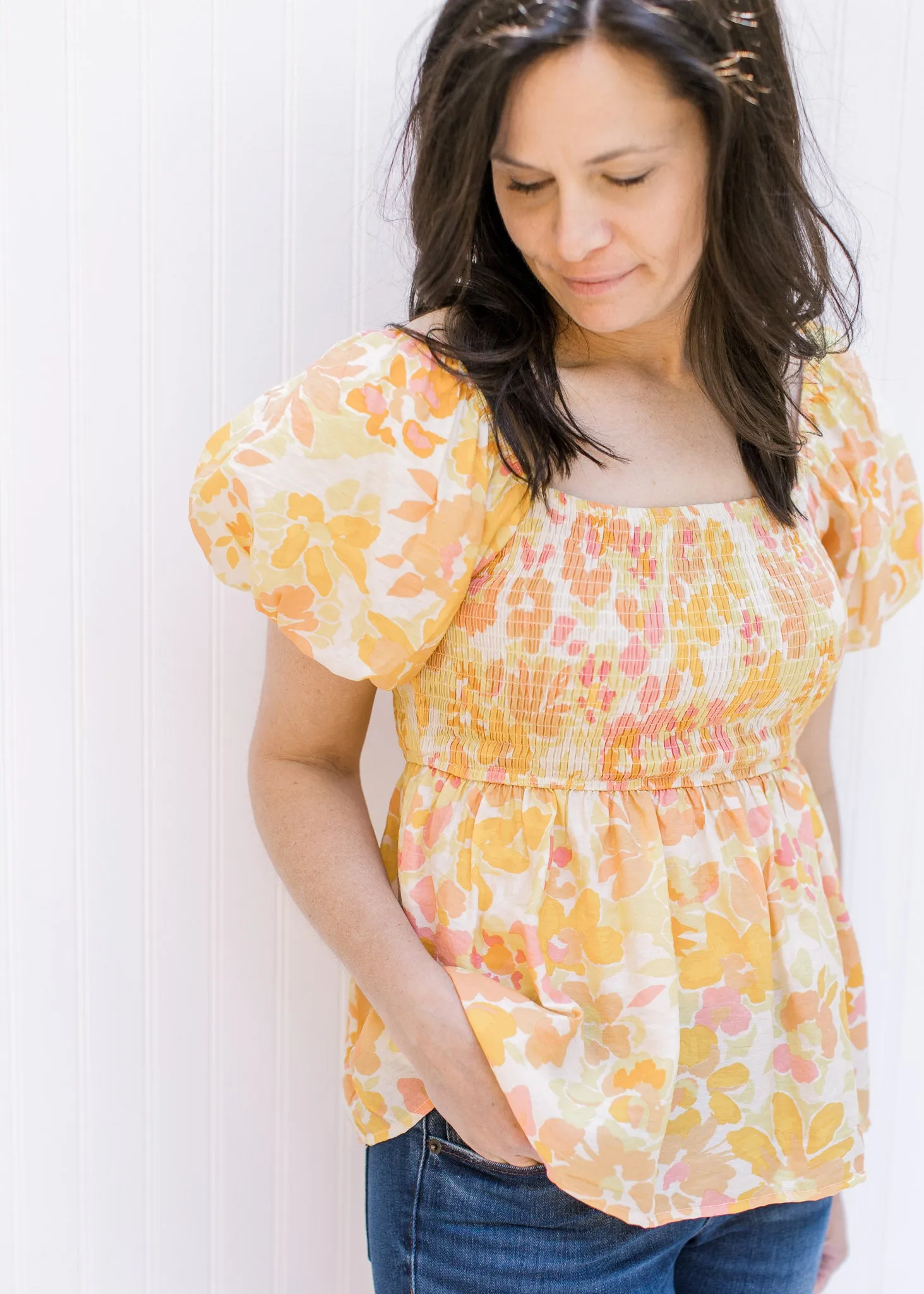 X Sally Yellow Mix Floral Top