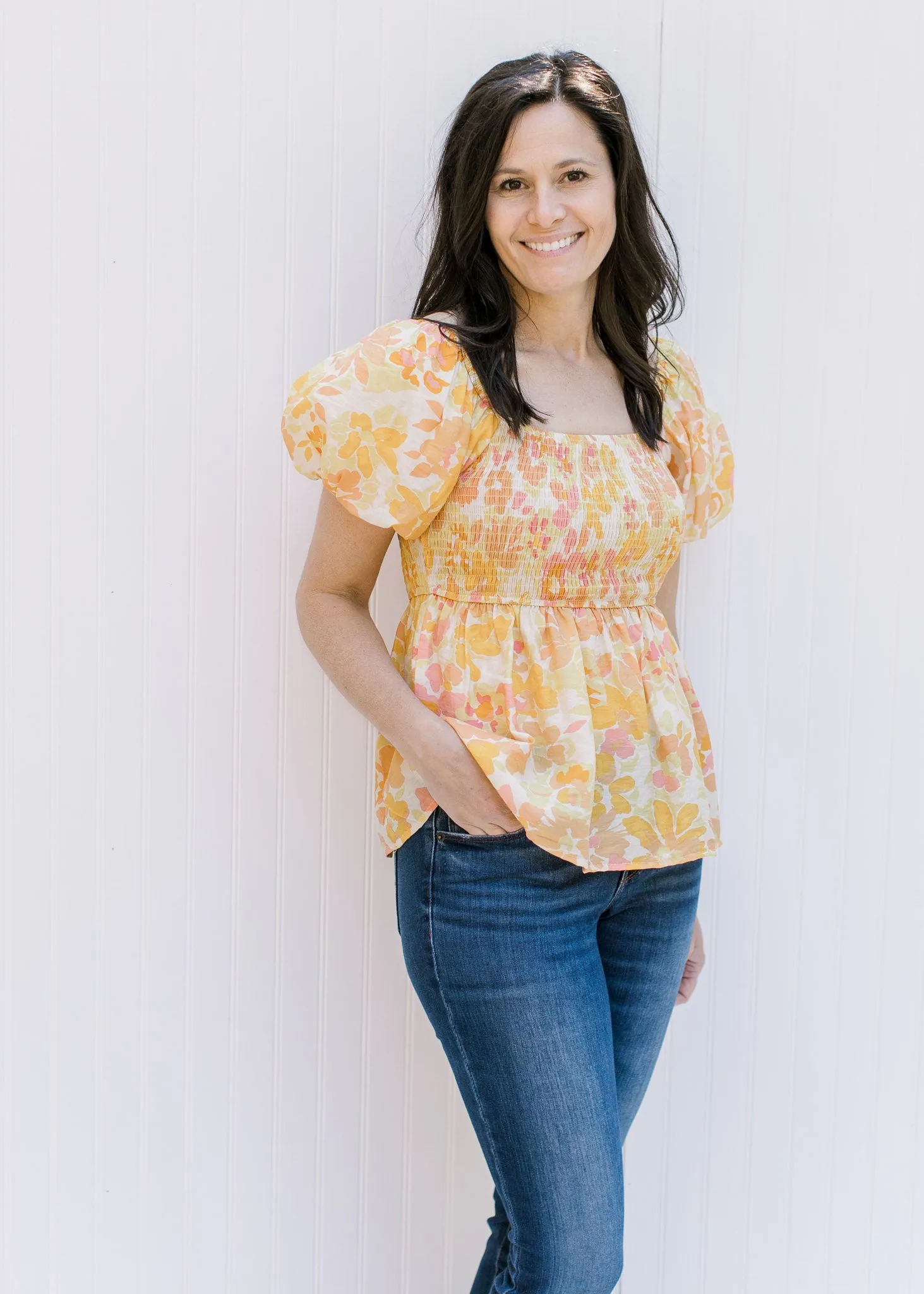 X Sally Yellow Mix Floral Top