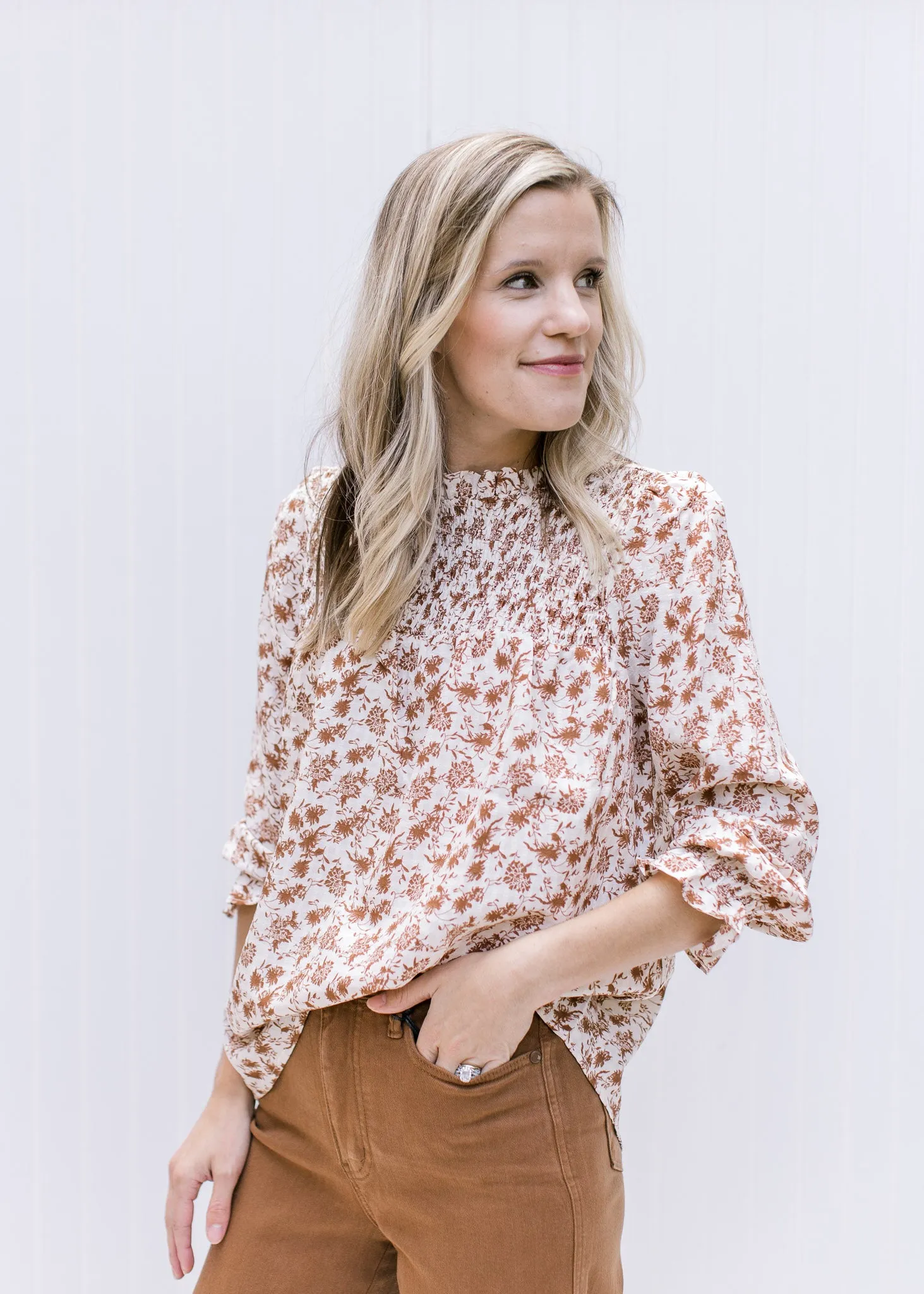 X Smocked Fall Color Top