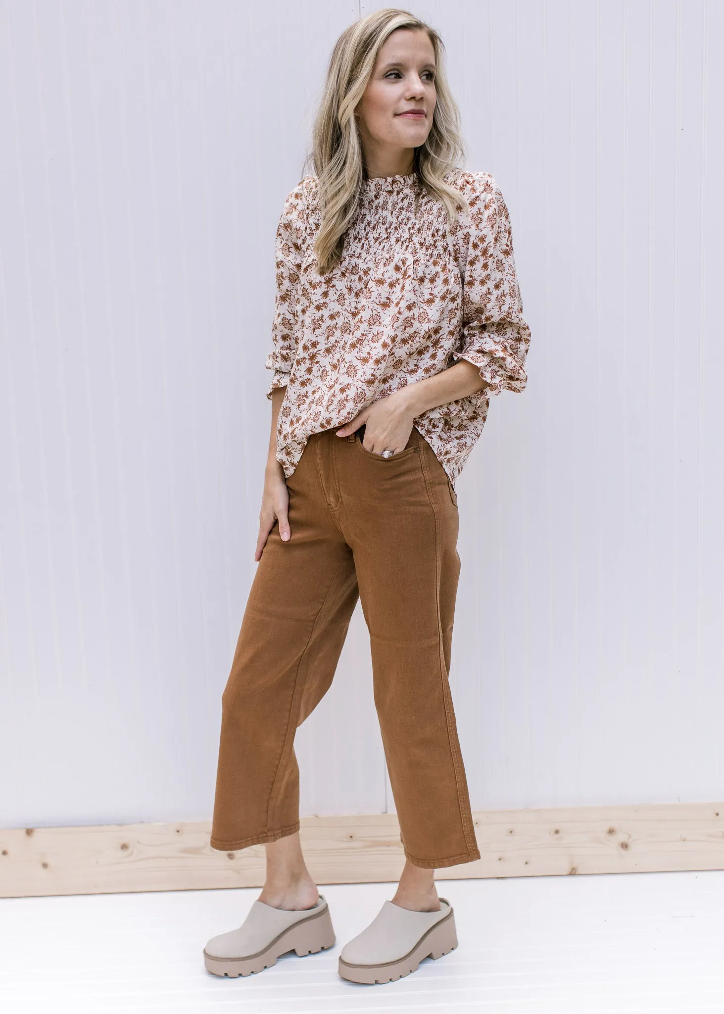 X Smocked Fall Color Top