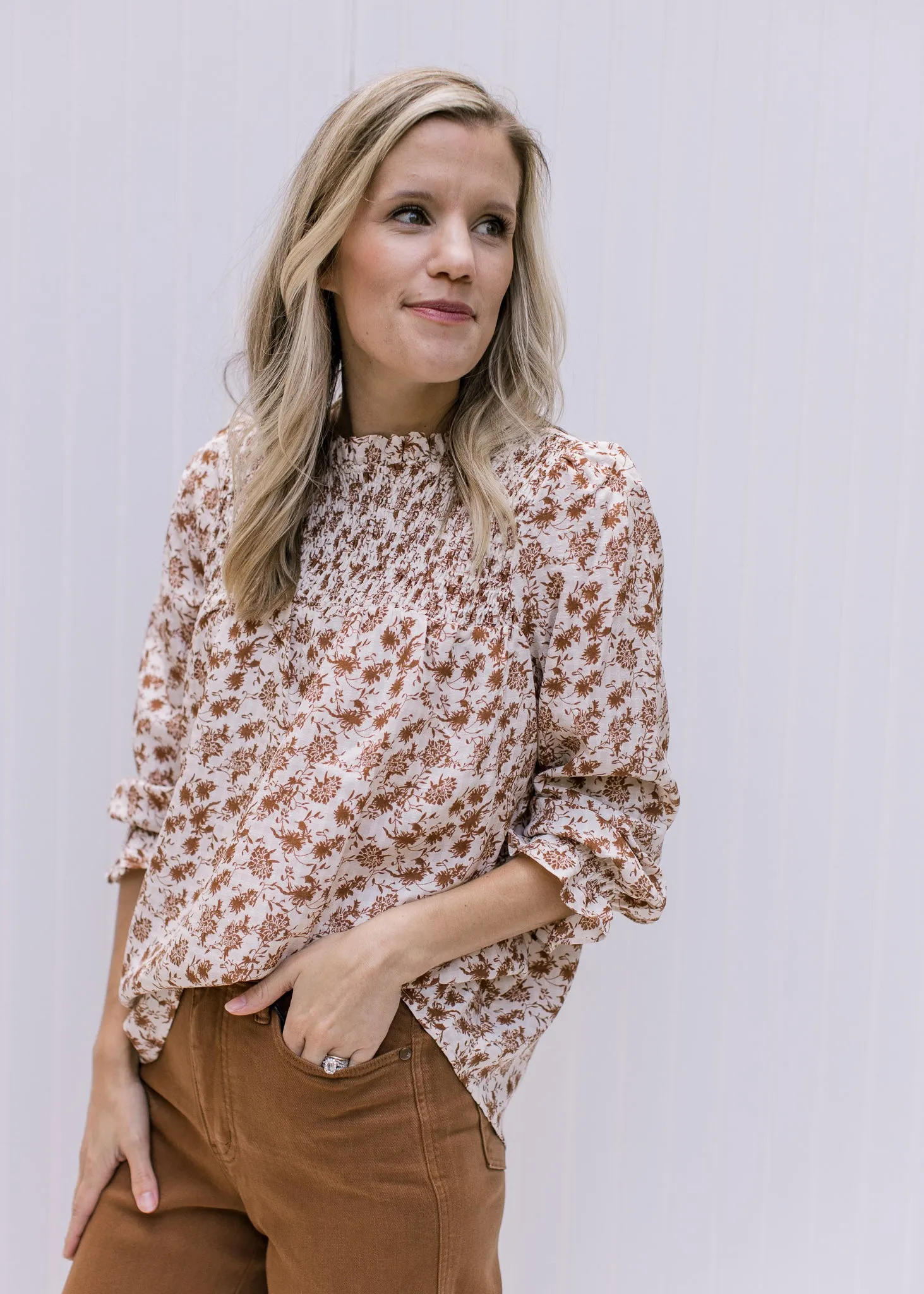 X Smocked Fall Color Top