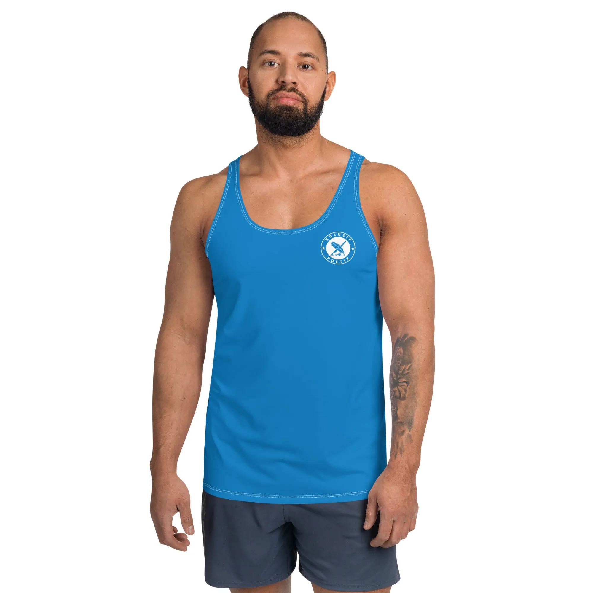 XCLUSIF POETIX BLUE & WHITE LOGO Unisex Tank Top