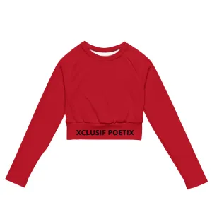 XCLUSIF POETIX RED & BLACK LOGO long-sleeve crop top