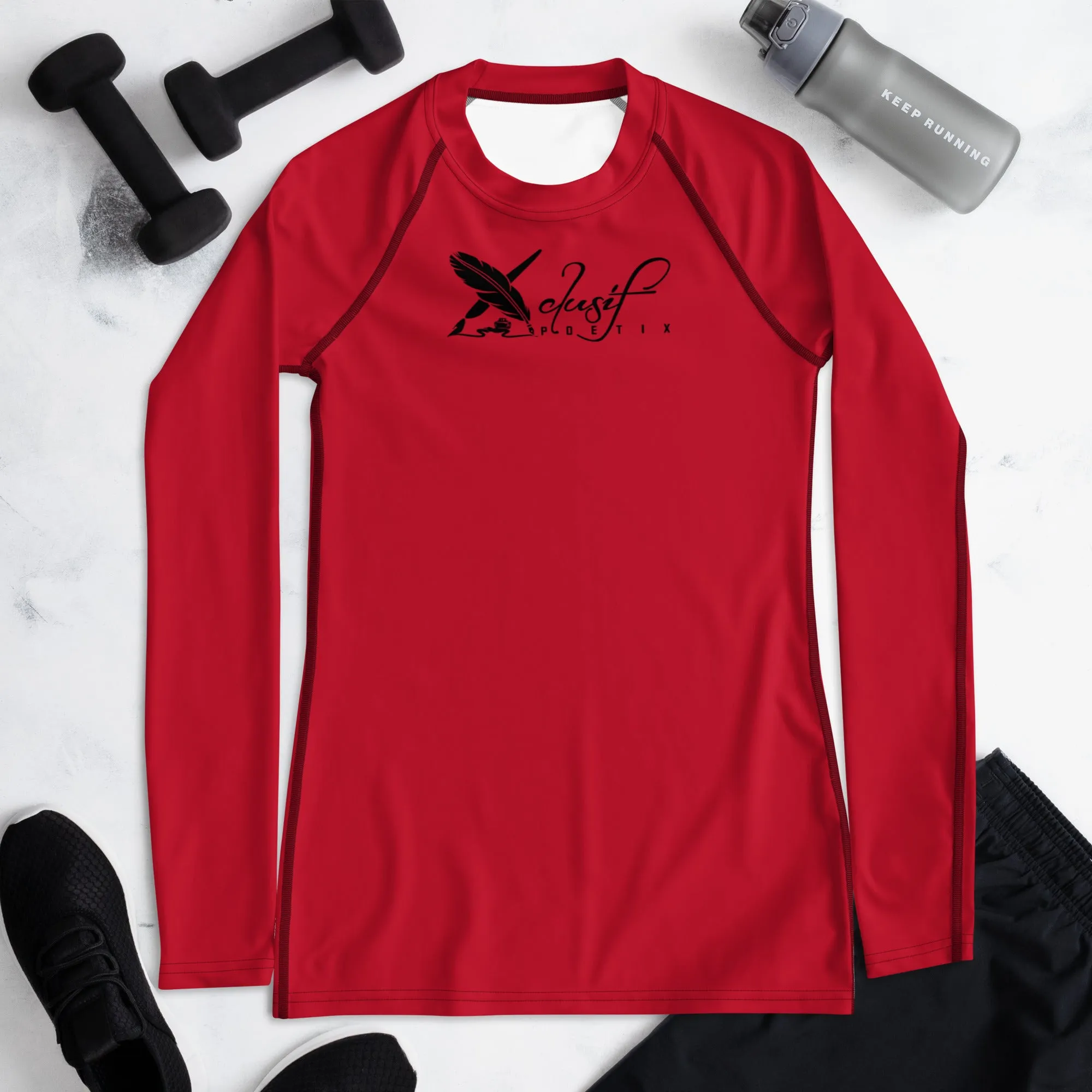 XCLUSIF POETIX RED & BLACK LOGO Women's Rash Guard