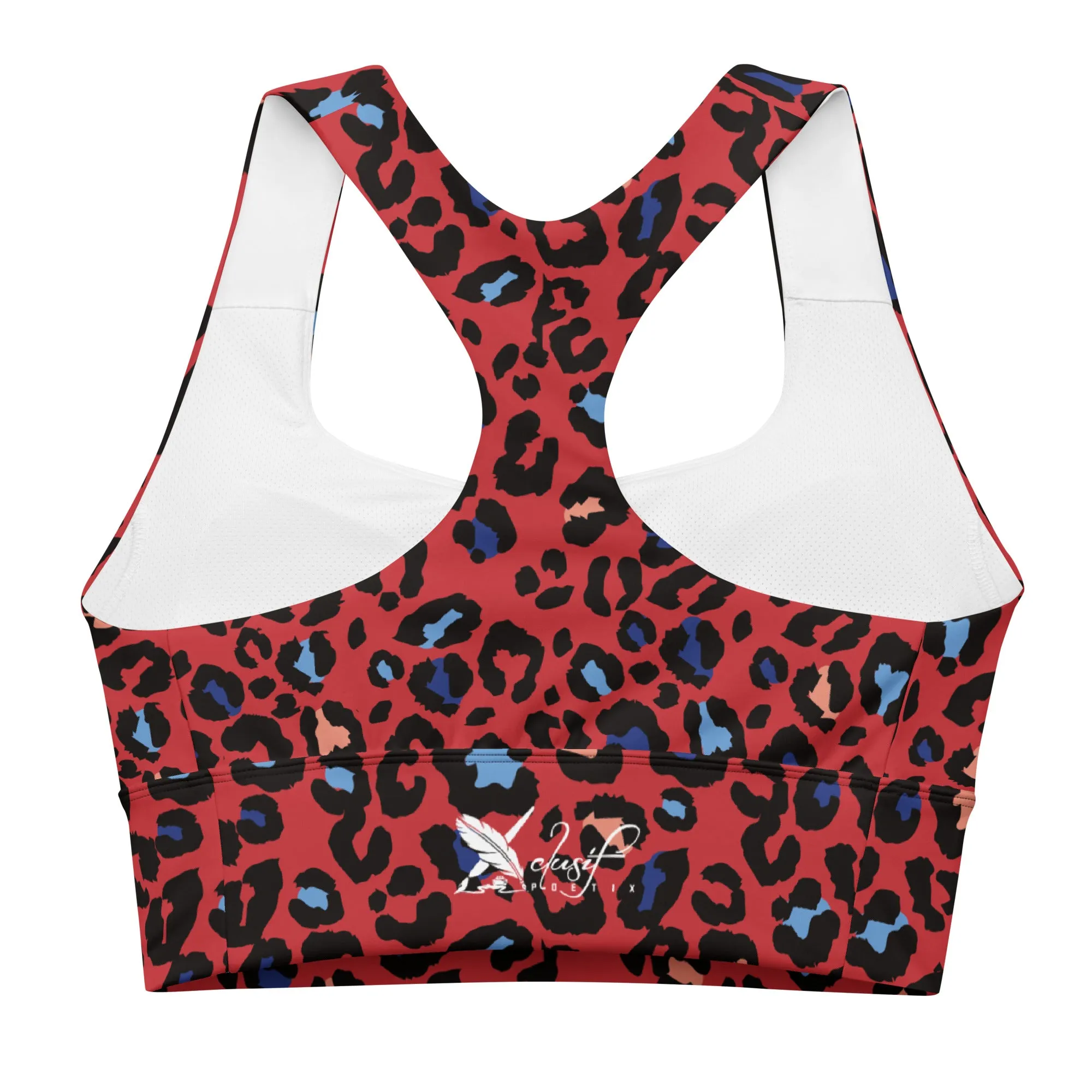 XCLUSIF POETIX RED LEOPARD Women's Longline sports bra