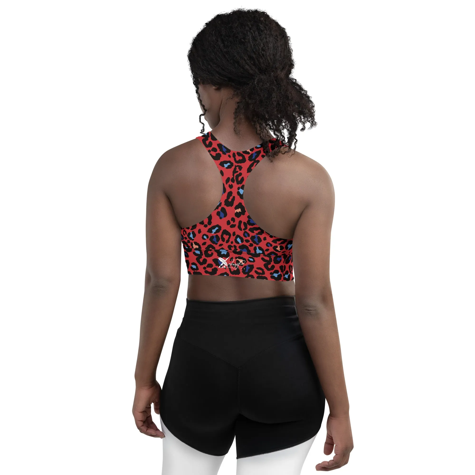 XCLUSIF POETIX RED LEOPARD Women's Longline sports bra