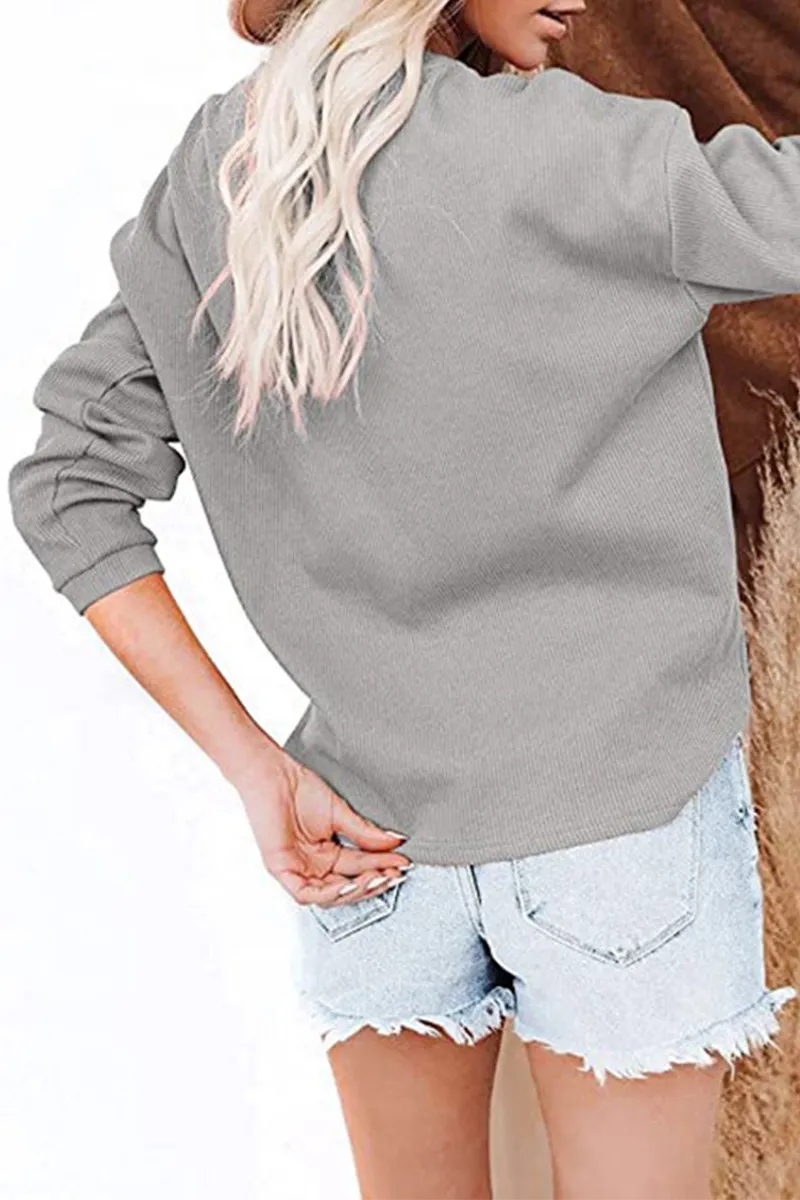 Xieyinshe Casual Solid Buckle O Neck Tops