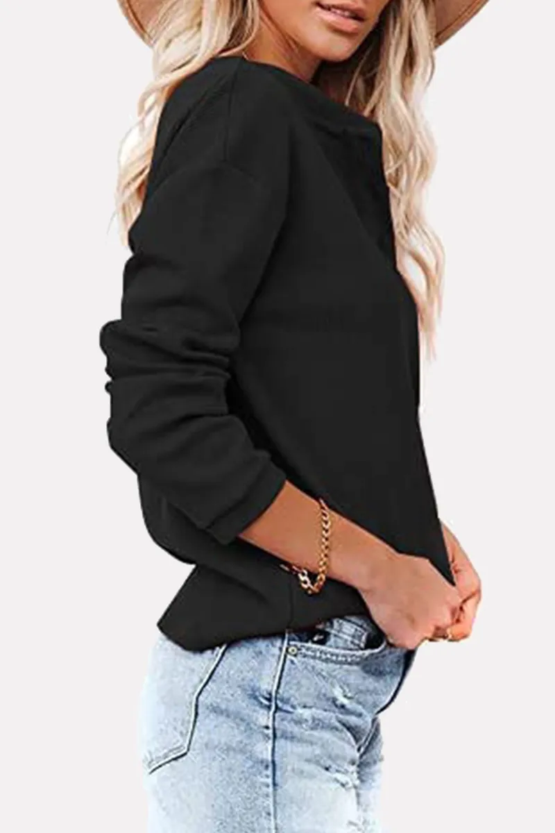 Xieyinshe Casual Solid Buckle O Neck Tops