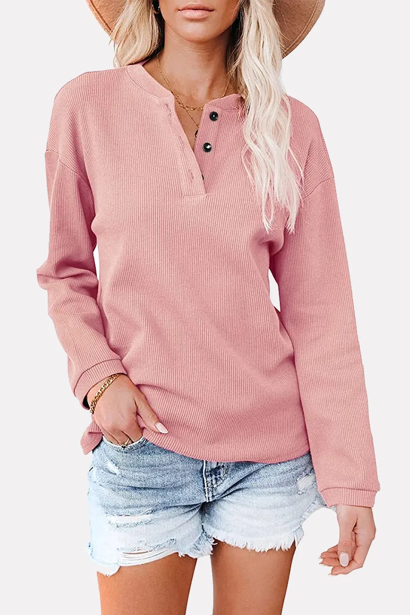 Xieyinshe Casual Solid Buckle O Neck Tops