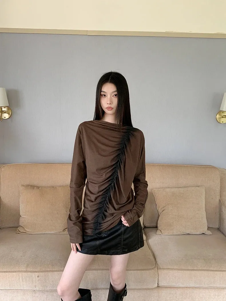 Y2K Brown Ruched Top