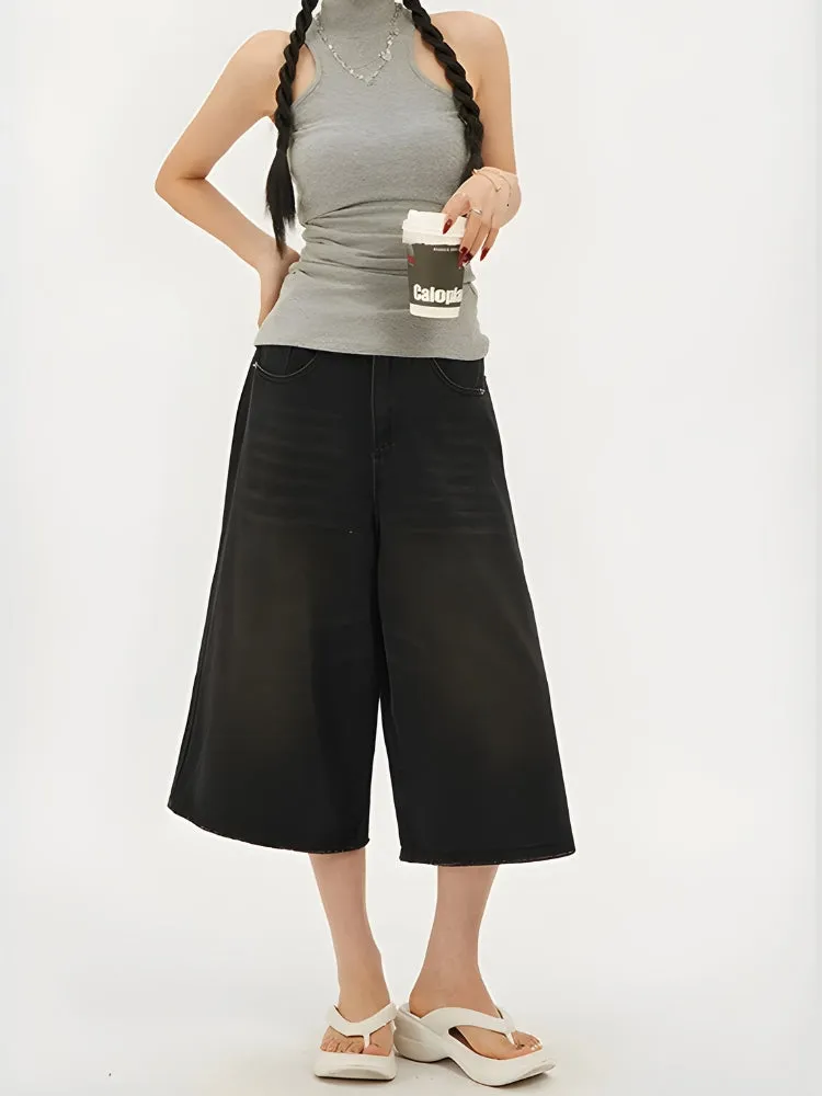 Y2K Casual Wide Leg Denim Shorts