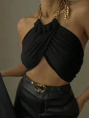 Y2K Chain Halter Neck Crop Top