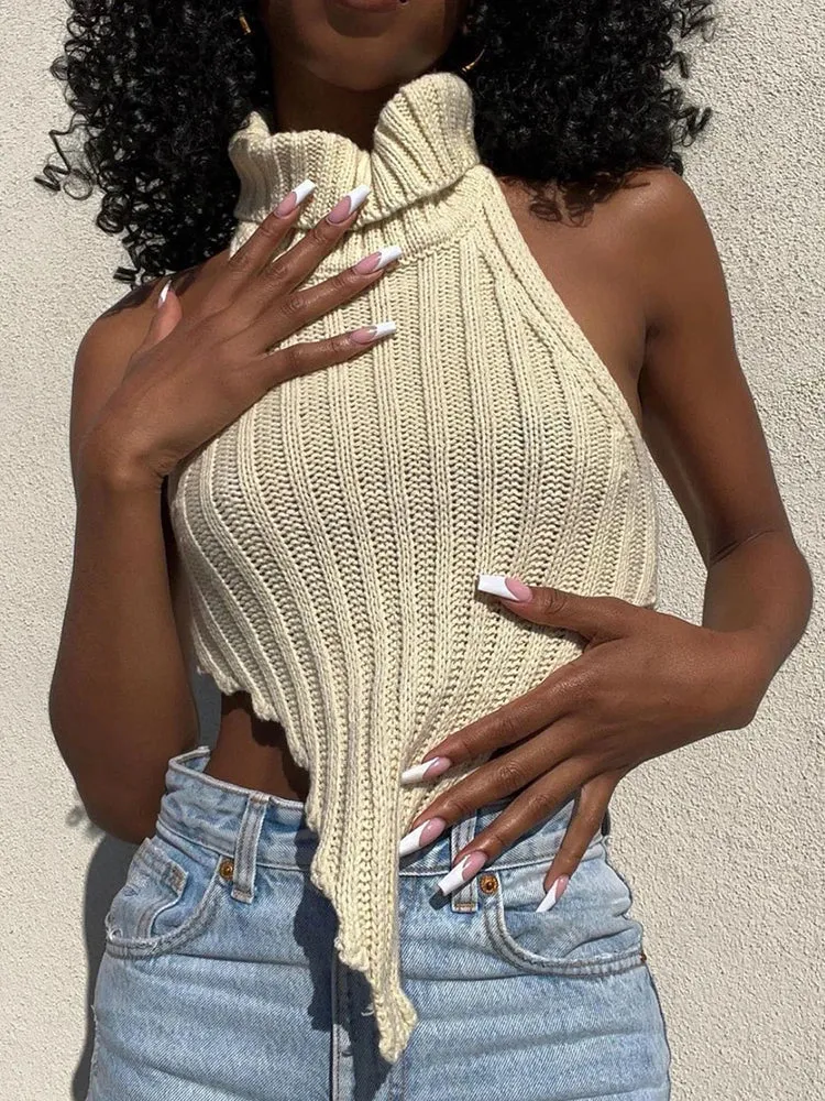 Y2K Knitted Backless Top