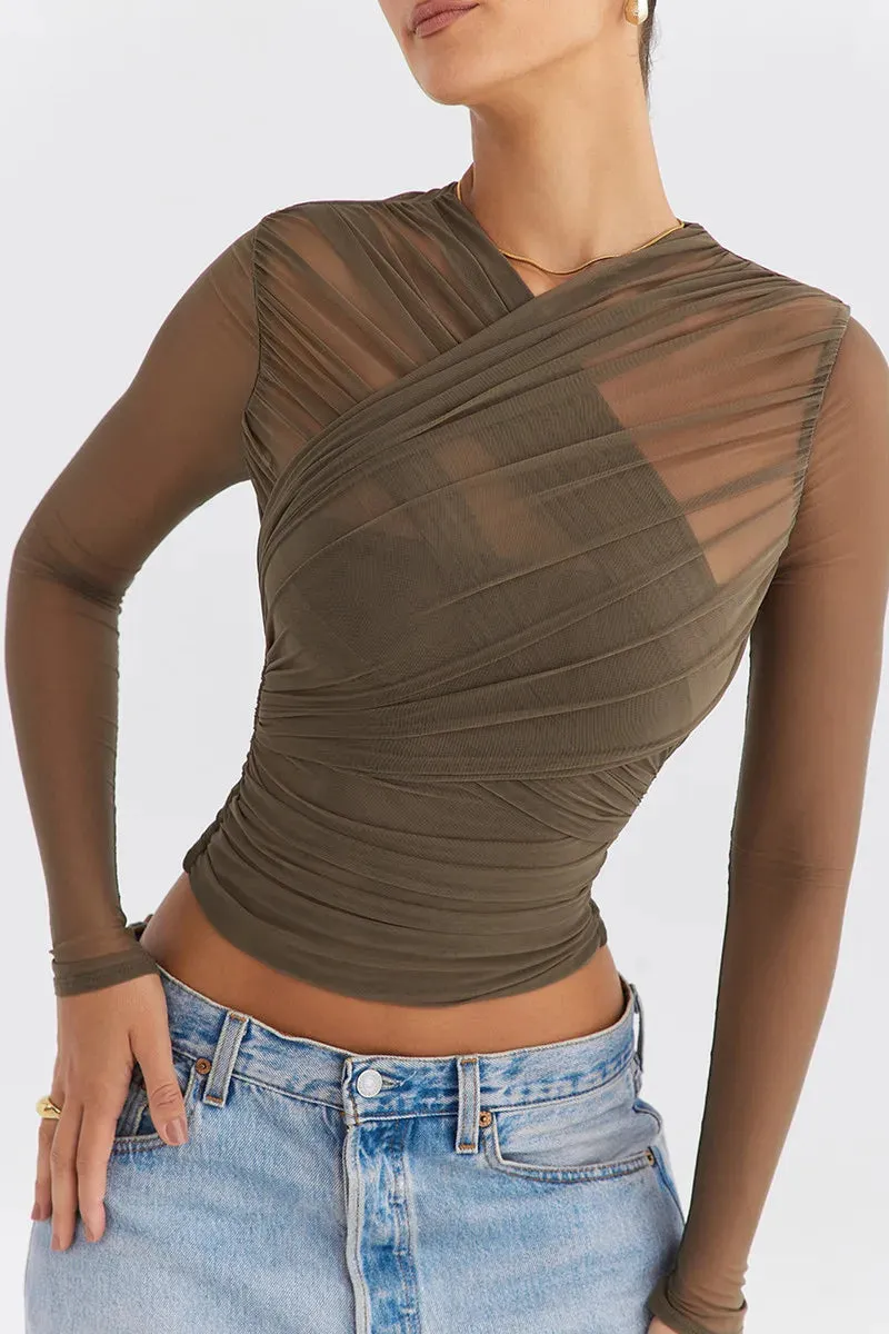 Y2K Mesh Cross Top