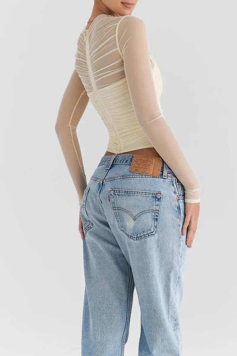 Y2K Mesh Cross Top
