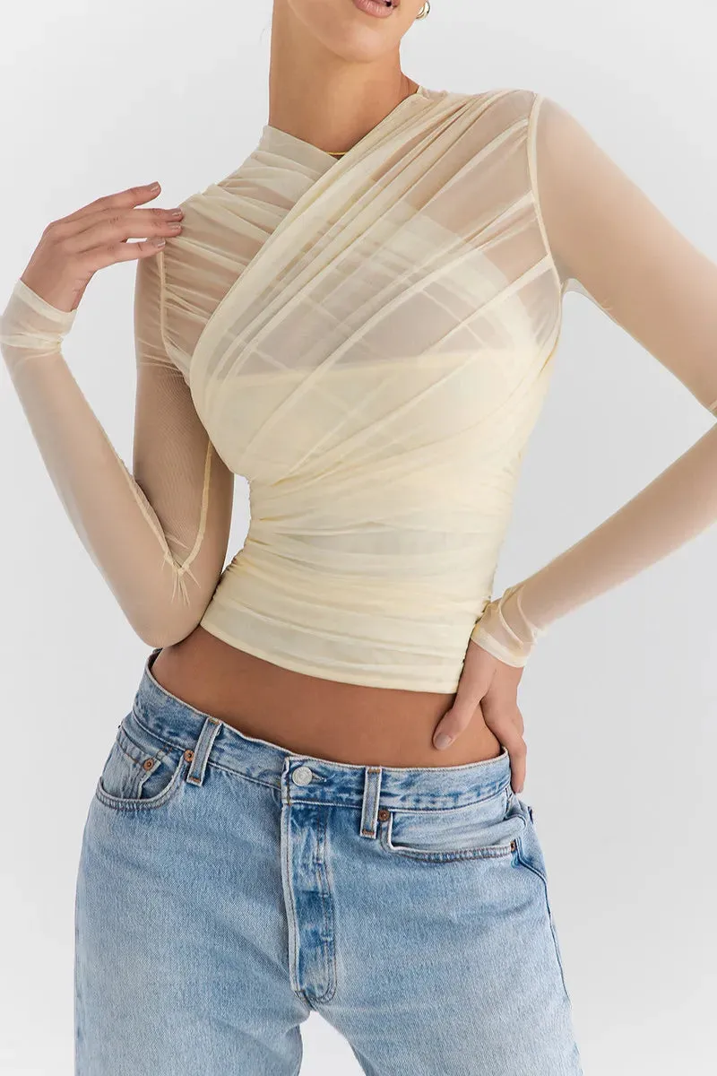 Y2K Mesh Cross Top