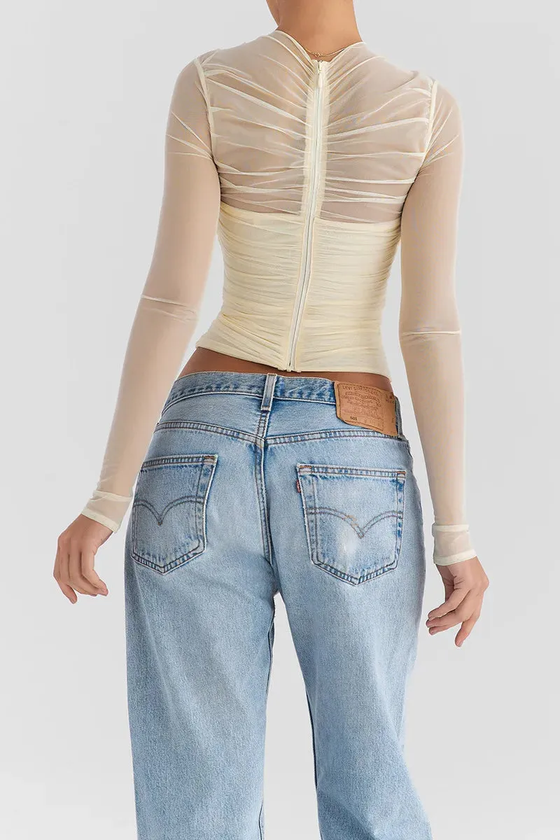 Y2K Mesh Cross Top