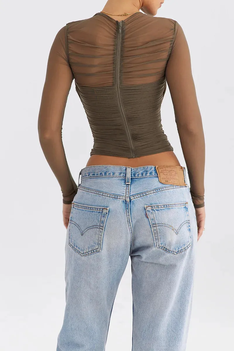 Y2K Mesh Cross Top