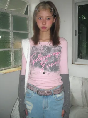 Y2K Rhinestone Layered Top