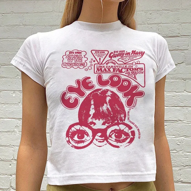Y2K Sexy Slim Short Sleeve Round Neck Crop Top