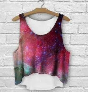 ZHBSLWT multicolor T-Shirts 3D Print women tank tops & camis printed sleeveless vest girls summer short crop tops irregular