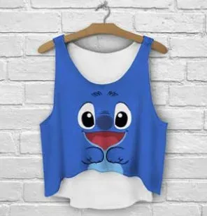 ZHBSLWT multicolor T-Shirts 3D Print women tank tops & camis printed sleeveless vest girls summer short crop tops irregular