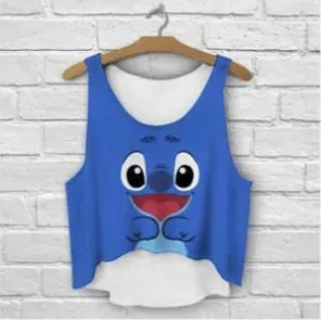 ZHBSLWT multicolor T-Shirts 3D Print women tank tops & camis printed sleeveless vest girls summer short crop tops irregular