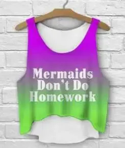 ZHBSLWT multicolor T-Shirts 3D Print women tank tops & camis printed sleeveless vest girls summer short crop tops irregular