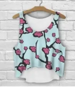 ZHBSLWT multicolor T-Shirts 3D Print women tank tops & camis printed sleeveless vest girls summer short crop tops irregular