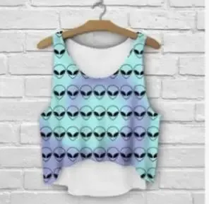 ZHBSLWT multicolor T-Shirts 3D Print women tank tops & camis printed sleeveless vest girls summer short crop tops irregular