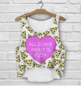 ZHBSLWT multicolor T-Shirts 3D Print women tank tops & camis printed sleeveless vest girls summer short crop tops irregular