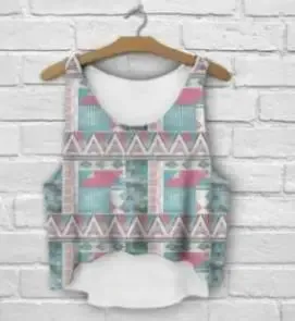 ZHBSLWT multicolor T-Shirts 3D Print women tank tops & camis printed sleeveless vest girls summer short crop tops irregular