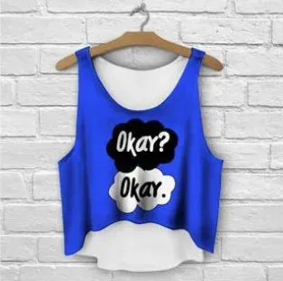 ZHBSLWT multicolor T-Shirts 3D Print women tank tops & camis printed sleeveless vest girls summer short crop tops irregular