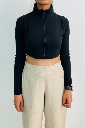Zipper Rib Crop Top